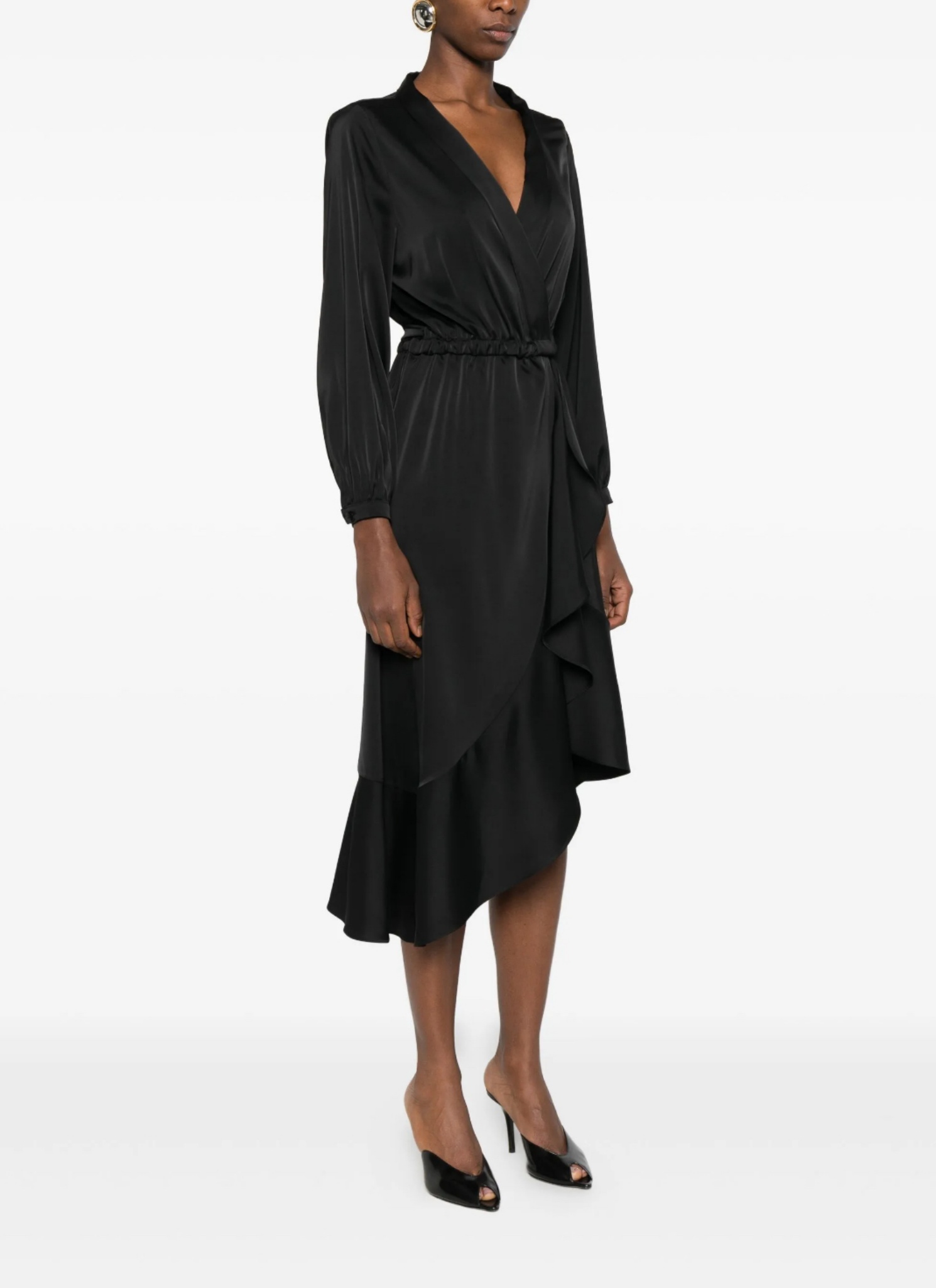 Rochie neagra cu volane MORENA 